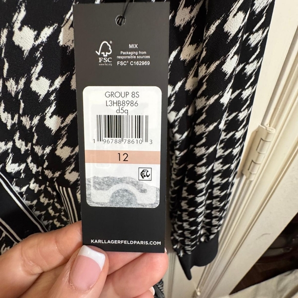 Brand New- Karl Lagerfeld Monochrome Houndstooth Shirt - Picture 7 of 9
